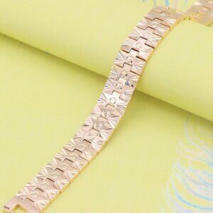 "Geometric Pattern Rose Gold Bracelet in High Polish Finish, XPBL0898